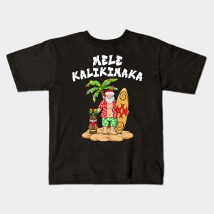 Mele Kalikimaka Merry Christmas Hawaiian Tiki Kids T-Shirt